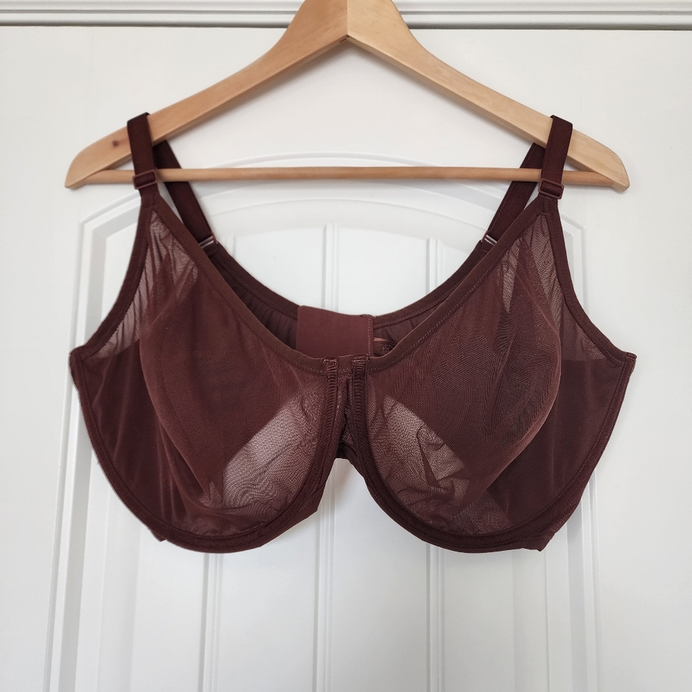 Skims Ultra Fine Mesh Underwire Scoop Bra Bronzs Brown 44H
